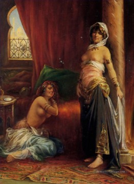 Deux beautés du harem Adrien Henri Tanoux Arabes Peinture à l'huile